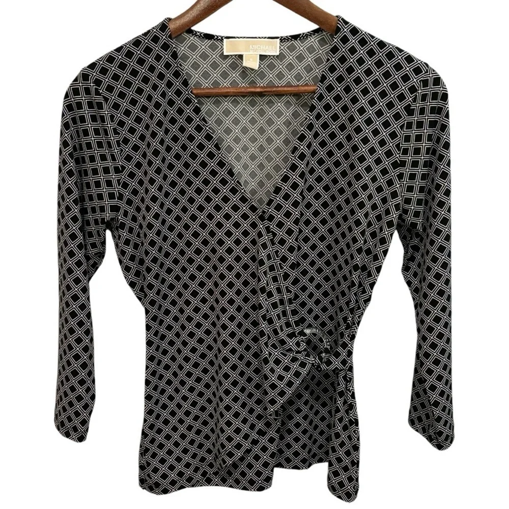 Michael Kors Faux Wrap V-Neck Woman’s Blouse Sz Small